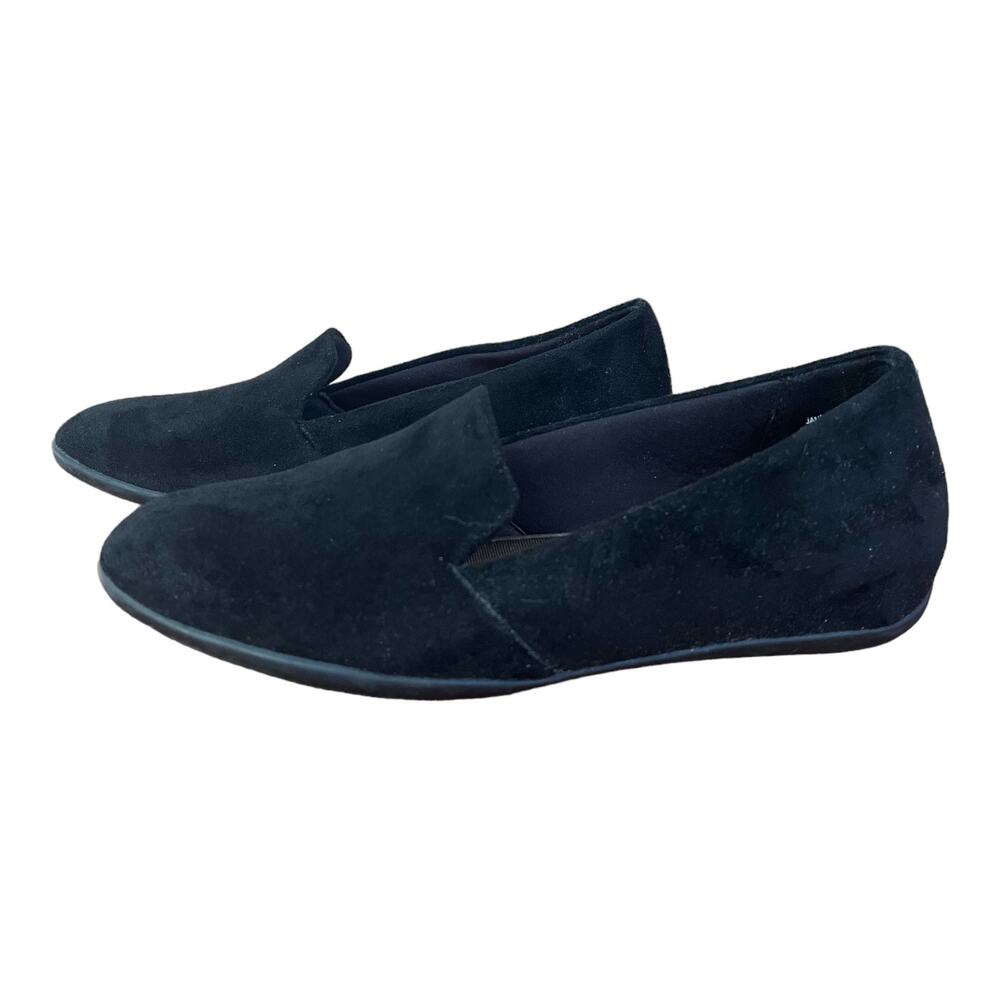 Baretraps Janine Memory Foam Black Faux Suede Flats Slip On Women's 7.5 EUC